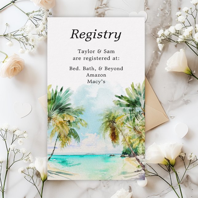 Tarjeta De Recepción Registro de Boda en Playa Tropical (Subido por el creador)