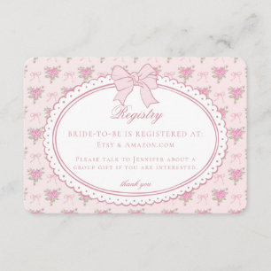 Tarjeta De Recepción Registro de Boda Floral Antiguo Elegante Rosa Past
