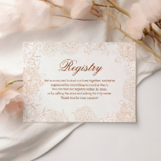 Tarjeta De Recepción Registro de Boda Floral Beige Elegante Mínimo