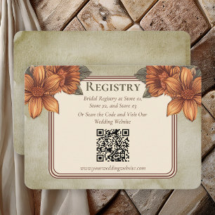 Tarjeta De Recepción Registro de Boda Floral de Terracota Sage Elegante
