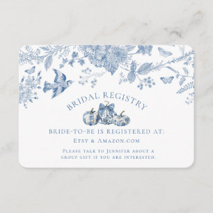 Tarjeta De Recepción Registro de Boda Floral Vintage Calabaza Toile Azu