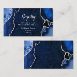 Tarjeta De Recepción Registro de Boda Navy y Agata Plateada