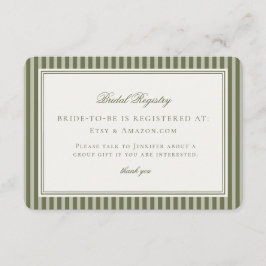 Tarjeta De Recepción Registro de Boda Olive Martini Tini Un Poco Más Ce