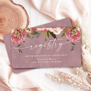 Tarjeta De Recepción Registro de Boda Ophelia Cottagecore Dusty Pink 