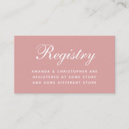 Tarjeta De Recepción Registro de Boda Rosa Polvo Simple Tinta Script En