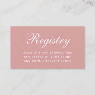 Tarjeta De Recepción Registro de Boda Rosa Polvo Simple Tinta Script En