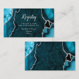 Tarjeta De Recepción Registro de Boda Verde Acuario y Ágata Plateada