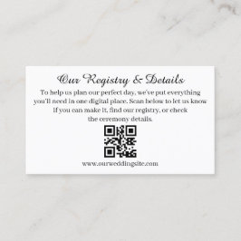 Tarjeta De Recepción Registro de Boda y RSVP con Código QR Moderno