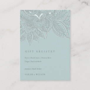 Tarjeta De Recepción Registro de Bodas Azul Ornate Paisley Dusky