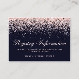 Tarjeta De Recepción Registro de Bodas azules de la Marina de Rosa Gold