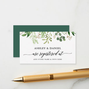 Tarjeta De Recepción Registro de Bodas botánicos verdes de caligrafía