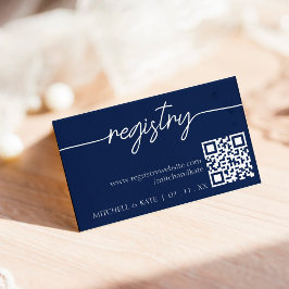 Tarjeta De Recepción Registro de bodas Código QR Marina Azul y Blanco