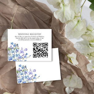 Tarjeta De Recepción Registro de bodas Código QR Periwinkle Flor silves