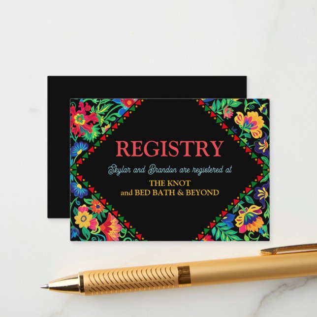 Tarjeta De Recepción Registro de bodas colorido de México (Anverso/Reverso In Situ)