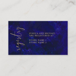 Tarjeta De Recepción Registro de Bodas de caligrafía azul simple modern