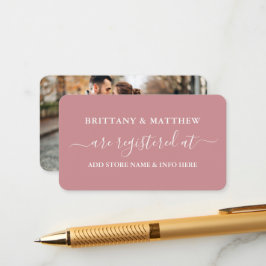 Tarjeta De Recepción Registro de Bodas de caligrafía Foto Dusty Rosa