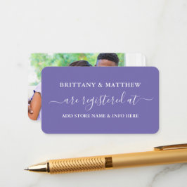 Tarjeta De Recepción Registro de Bodas de caligrafía Foto Periwinkle