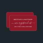Tarjeta De Recepción Registro de Bodas de caligrafía moderna Rojo<br><div class="desc">Moderna tarjeta de inserción de Boda de escritura de caligrafía moderna. Rojo</div>