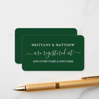 Tarjeta De Recepción Registro de Bodas de caligrafía moderna Verde