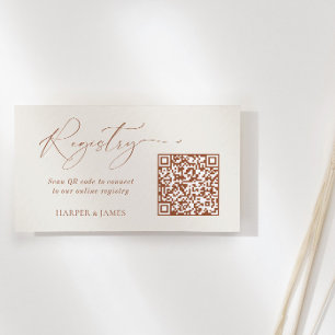 Tarjeta De Recepción Registro de Bodas de código QR Boho Minimalista ne