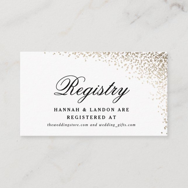 Tarjeta De Recepción Registro de Bodas de Confetti Gold (Anverso)