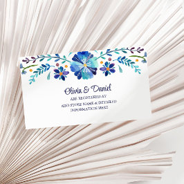 Tarjeta De Recepción Registro de Bodas de Fiesta de Flor Azul y Blanca