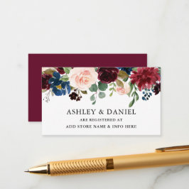 Tarjeta De Recepción Registro de Bodas de Floral Burgundy Watercolor
