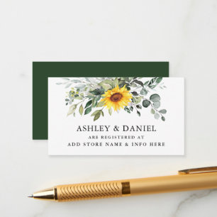 Tarjeta De Recepción Registro de Bodas de girasol de color de agua verd