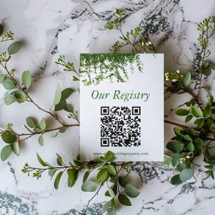 Tarjeta De Recepción Registro de Bodas de Ivy Greenery colgando