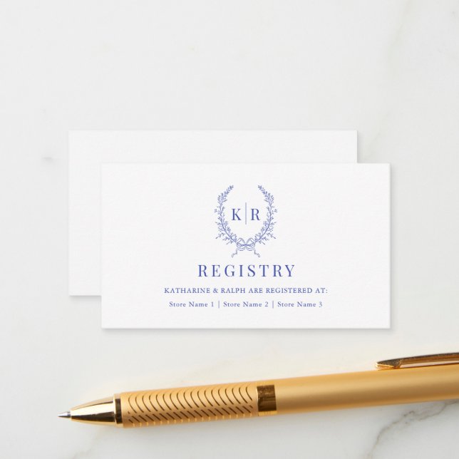 Tarjeta De Recepción Registro de Bodas de la cinta azul botánica (Anverso/Reverso In Situ)