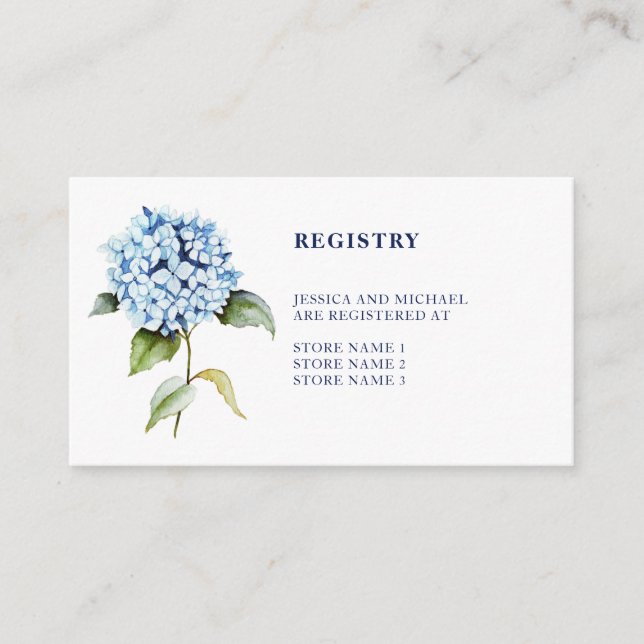 Tarjeta De Recepción Registro de Bodas de la Marina de Hidrangea Azul d (Anverso)