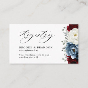 Tarjeta De Recepción Registro de Bodas de Marfil Blanco y Borgoña Azul 