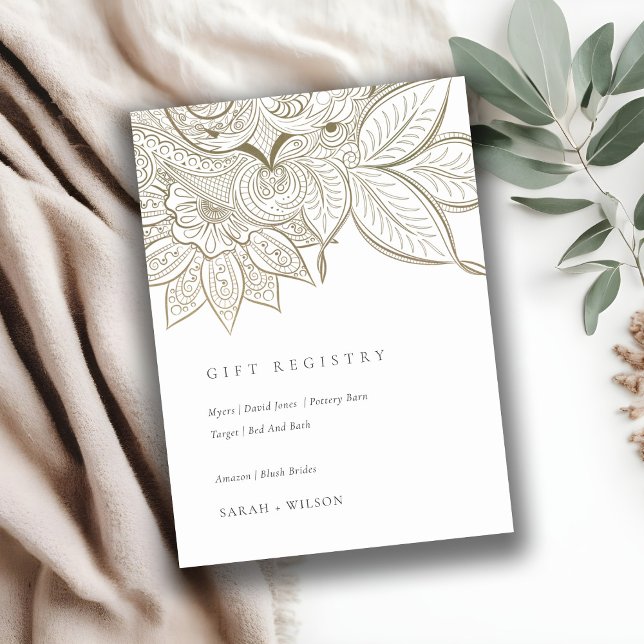 Tarjeta De Recepción Registro de Bodas de marfil de Ornate Paisley (Subido por el creador)