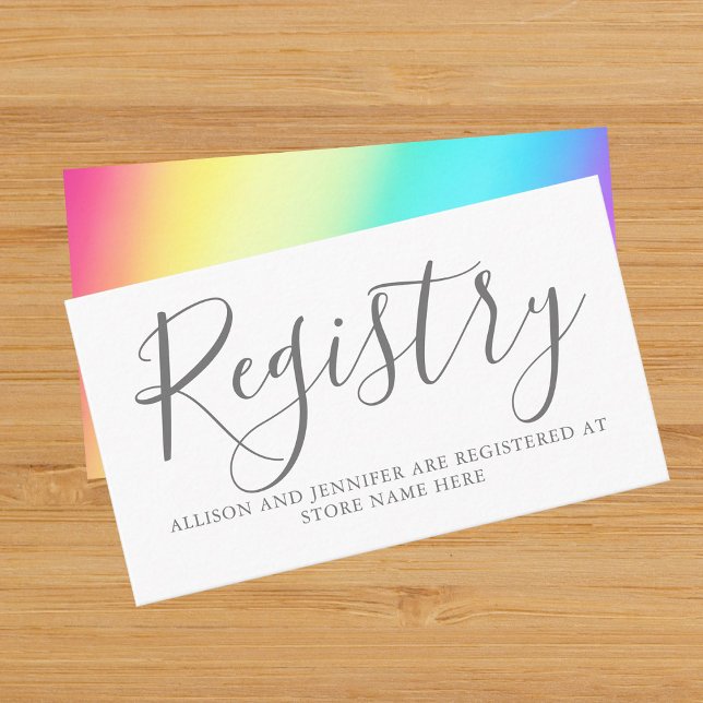 Tarjeta De Recepción Registro de Bodas de Moda simple con arcoiris (Subido por el creador)