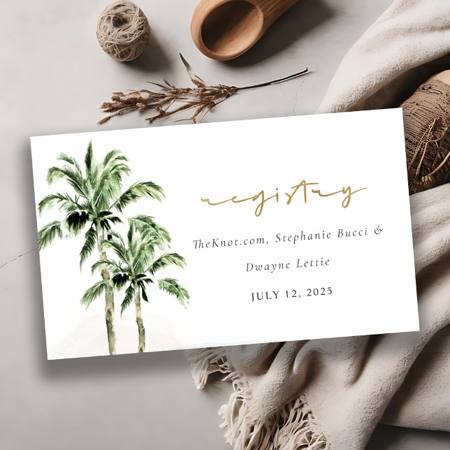 Tarjeta De Recepción Registro de Bodas de Palm Trees de Playa Tropical (Subido por el creador)