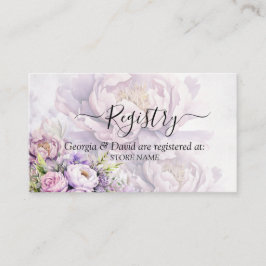 Tarjeta De Recepción Registro de Bodas de peonía de Lavender Watercolor