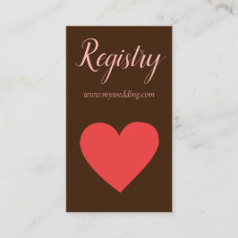 Tarjeta De Recepción Registro de Bodas del corazón rojo