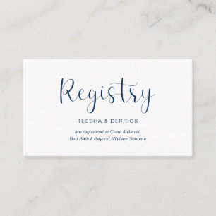 Tarjeta De Recepción Registro de Bodas, diseño mínimo, fuente azul mari