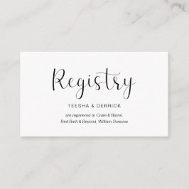 Tarjeta De Recepción Registro de bodas, diseño mínimo, fuente negra