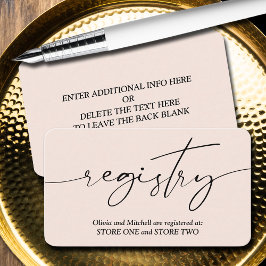Tarjeta De Recepción Registro de bodas Escritura manual simple moderna