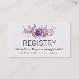 Tarjeta De Recepción Registro de Bodas Floral Garden Purple Peony