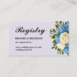 Tarjeta De Recepción Registro de Bodas florales azules y blancos