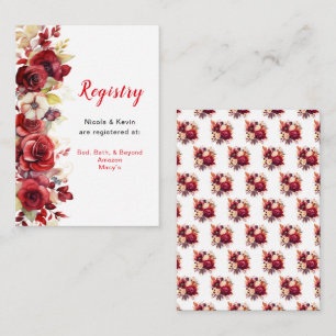 Tarjeta De Recepción Registro de Bodas Florales de Rosas Rojas Romántic