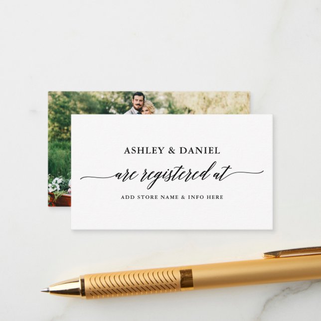 Tarjeta De Recepción Registro de bodas Fotografía elegante moderna de c (Anverso/Reverso In Situ)