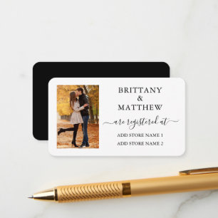 Tarjeta De Recepción Registro de Bodas fotográficos de caligrafía Blanc