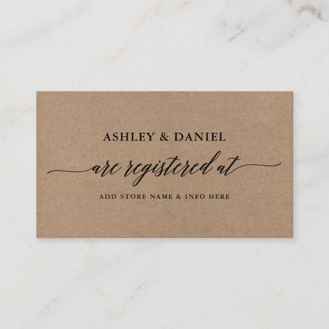 Tarjeta De Recepción Registro de Bodas Kraft para caligrafía moderna (Anverso)