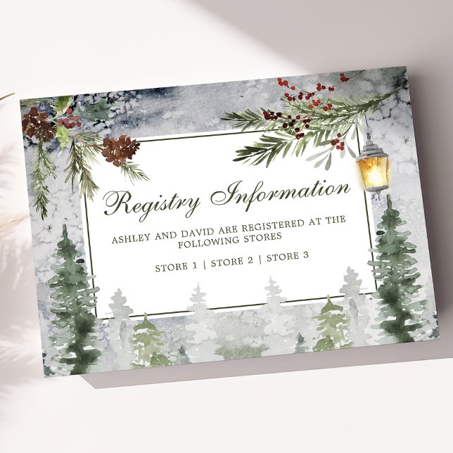 Tarjeta De Recepción Registro de Bodas Lantern en los pinos de invierno (Subido por el creador)