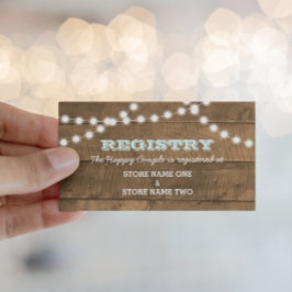 Tarjeta De Recepción Registro de Bodas nupciales de Barnwood Lights Aqu