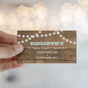 Tarjeta De Recepción Registro de Bodas nupciales de Barnwood Lights Aqu