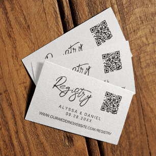 Tarjeta De Recepción Registro de bodas personalizado con código QR Simp